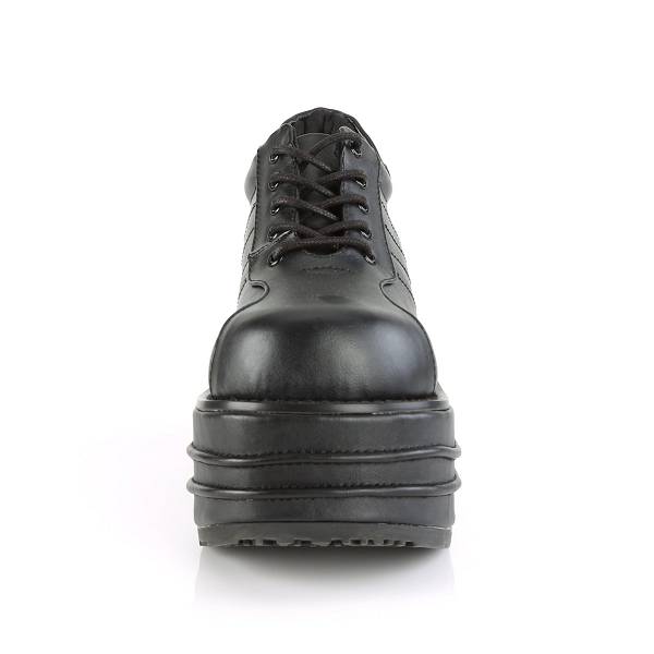Demonia Tempo-08 Black Vegan Leather Schuhe Herren D658-312 Gothic Plateauschuhe Schwarz Deutschland SALE